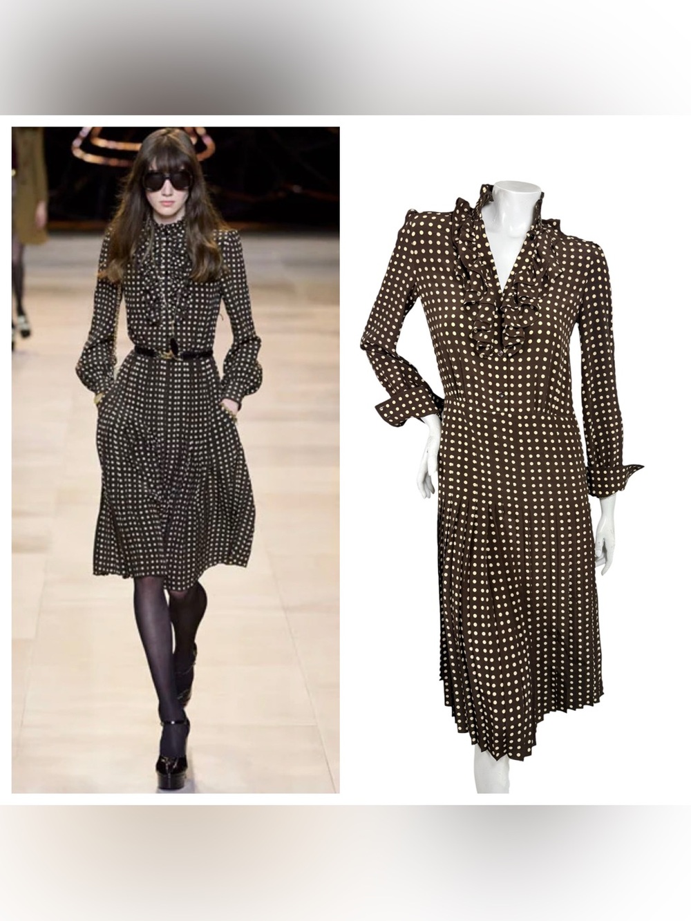 Celine FW20 Runway Look 15 Silk Polka Dot Dress